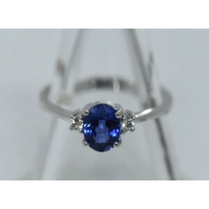 Gran anillo moderno oro blanco 18k brillantes-zafiro azul