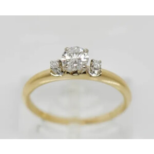 Anillo solitario de compromiso oro amarillo brillantes 1,4 G