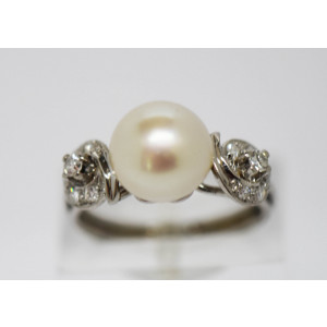Importante anillo platino 950 12 brillantes perla 4,2 gr