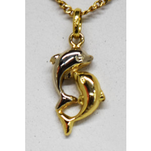 Dije moderno oro 18k combinado delfines