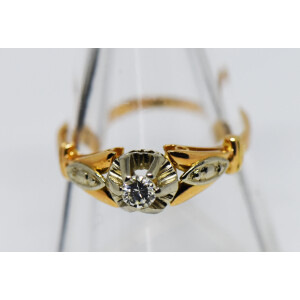 Solitario Antiguo Oro 18k platino 950 Brillante 2,7 Gr