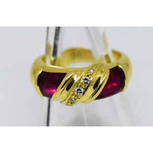 Anillo Moderno Oro 18k Macizo Belgiono Brillantes Rubies