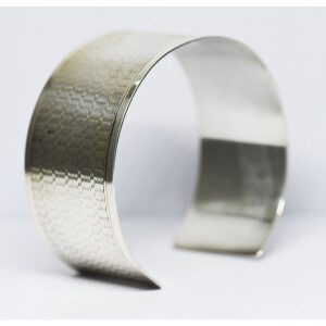 Brazalete Pulsera Ancha Plata 925 Cincelada A Mano