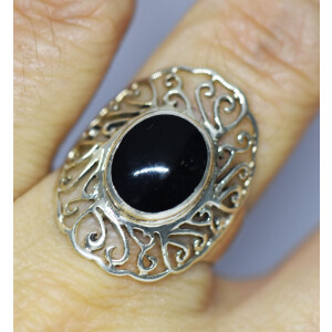 Anillo Plata 925-cabullon De Onix-filigrana