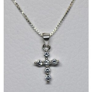 Dije Cruz Plata 925 Con Cubic Blancos Engarzados