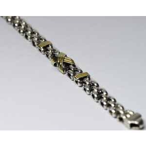 Pulsera Plata Maciza Y Oro 18k Gruesa 36,7 Gr