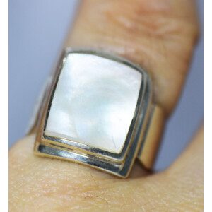Anillo Plata 925 Macizo-nacar- Rectangular