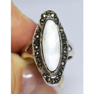 Anillo Marquiz Plata 925-nacar Y Marquesitas
