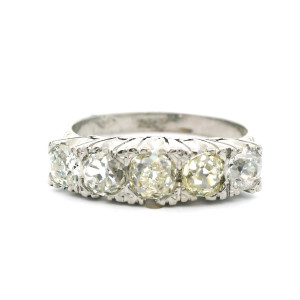 Gran Anillo Cintillo Art Deco Platino 950 1,5 Ct Brillantes