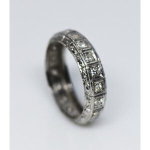 Hermoso Sin Fin Platino 950 Brillantes Cincelado Antiguo