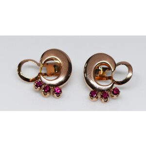 Par De Aros Oro 18 Kilates Rubies Clip 6,6 Gr