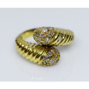 Hermoso Anillo Diseño Oro 18 K Pave Brillantes 0,85 Ct