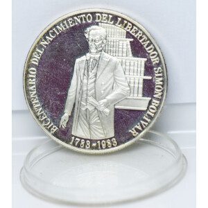 100 Bolivares Onza De Plata 1783-1983-banco Venezuela