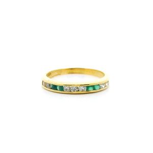 Anillo Medio Sinfin Oro 18k Esmeraldas,zafiros Blancos
