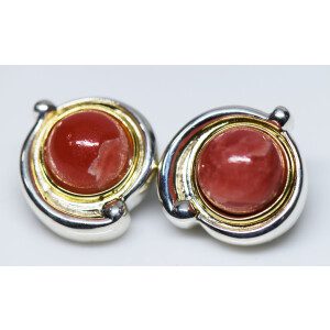 Par De Aros Importantes Plata 925-oro 18k- Quarzo Rosa