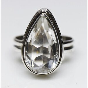 Anillo Moderno Plata 925 Cristal Gota Tallado