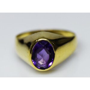 Anillo Moderno Oro 18 Kilates Macizo Amatista 1 Kilate
