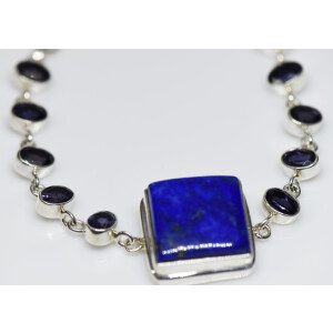 Pulsera Plata 925 Lapiz Lazuli Y Amatistas