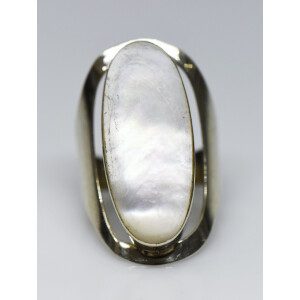 Gran Anillo Marquiz Europeo Plata 925 Nacar 30 Mm