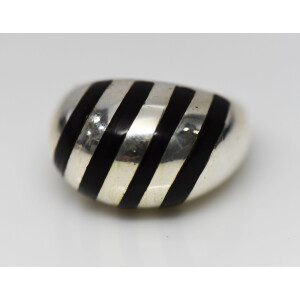 Espectacular Anillo Art Deco Plata 925 Y Esmalte