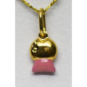 Dije Moderno De Diseño Pez Con Esmalte Oro 18k