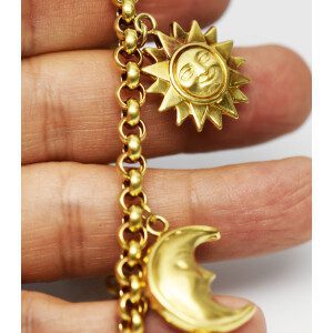 Pulsera Moderna Oro 18k Modelo Roll On Dijes Sol Y Luna