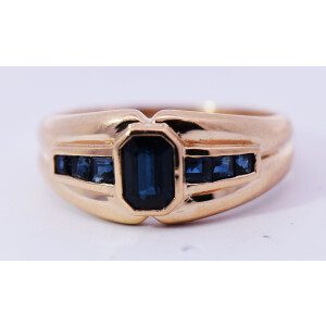 Anillo Moderno Importante Oro 18k Macizo Zafiros Naturales