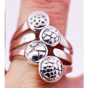 Anillo Moderno Plata 925 Macizo Circulos