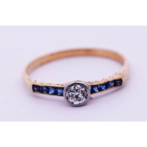 Anillo Moderno Oro 18k Brillante Puro Y Zafiros Azules