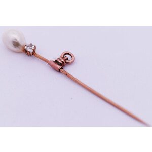 Antiguo Pinche Brillante Perla Natural Oro 18k