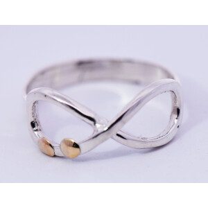 Anillo Moderno Plata 925 Y Oro 18k Infinito