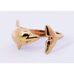 Hermoso Anillo Moderno Oro 18k Delfin Regulable