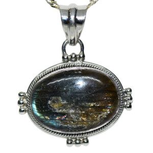 Gran Dije Plata 925 Maciza Labradorita Azul