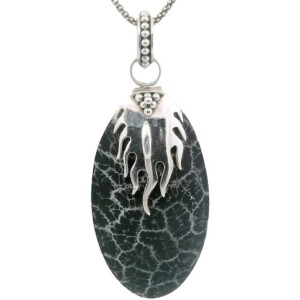 Conjunto Dije Y Cadena Plata 925 Simil Marmol