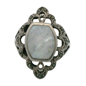 Anillo Marquiz Plata 925,marquesitas Y Nacar