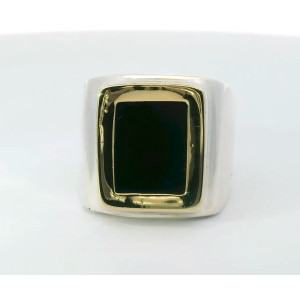 Anillo Moderno Europeo Plata 925 Y Onix