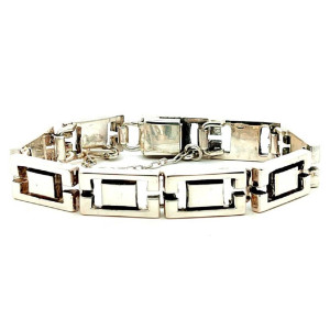 Pulsera Belgiorno Original Sellada Plata 900 Rectangulos Sellada Plata 900 Rectangulos