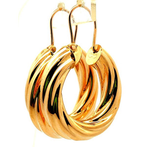 Par De Aros Argollas Roscadas Oro 18k 26 Mm