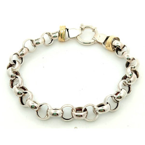 Pulsera Roll On Plata 925 Y Oro 18k Maciza