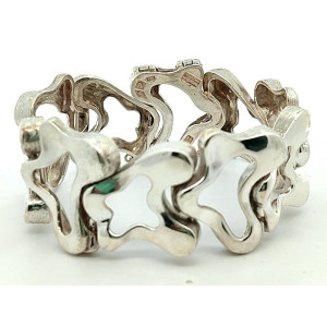 Brazalete Ancho De Diseño Plata 925 Maciza Punzonada