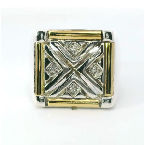 Gran Anillo Moderno Plata 925 Y Oro 18k Unisex