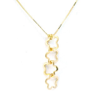 Conjunto Dije Y Cadena Moderno Oro 18k Diseño Flores