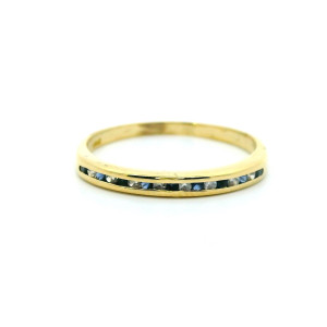 Anillo Moderno Medio Sinfin Oro 18k Zafiros Y Cubics
