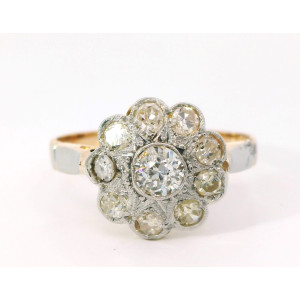 Anillo Roseta Europea Brillantes Oro 18k 1930