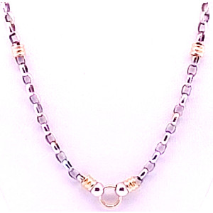 Cadena Roll On Plata Y Oro 18k Maciza 43 Cm