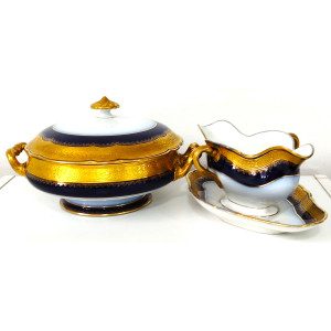 Sopera Y Salsera Limoges Haviland & Co. Azul Cobalto