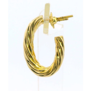 Par De Aros Modernos Pendientes Oro 18k Macizo Sellados