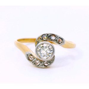 Antiguo Anillo Frances Oro 18k Platino 950 Brillantes