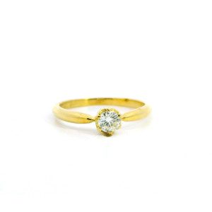 Anillo Solitario Antiguo Oro 18k Brillante 0,30 Ct