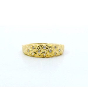 Anillo Moderno Oro 18k Diseño Zafiros Blancos